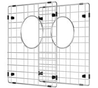 SlimmKISS Sink Rack,Sink Protectors for Kitchen Sink,Stainless Steel Sink Grid for Bottom of Sink,Metal Sink Grate with Strainer,Rear Drain for Double Bowl with Corner Radius,13"X 15",2 Packs