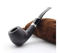 SlimpleStudio Smoking pipe Vintage Natural Bog Oak Wood Tobacco Smoking Pipe Handmade Sandblast Wooden Bowl Silver Plated Ring Pipes Set With 9mm Filters-XB506(No Wood Pipe) Tobacco Pipe