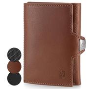 slimpuro TRYO Small Wallet Men & Women, Leather Wallet with Coin Compartment, Card Case, Men's Press Stud Purse, Mini Wallet with Space for Multiple Cards, Brown