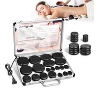 SLIMSTY Hot Stones Massage Set, 20Pcs Basalt Hot Stones with Heater Kit, Massage Stones for Professional or Home spa, Relaxing, Healing, Pain Relief