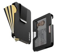 Slimwalt Cardfan Wallet for Men with IDWindow and Money Clip - Minimalist Slim Fan-out Card Holder, Mens Wallet with RFID Blocking, Metal Pop Up Wallets Black, Gifts for Men