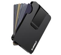 Slimwalt Fan-Out Wallet for Men with Money Clip - RFID Blocking Mens Wallet, Minimalist Slim Card Holder, Metal Pop Up Wallets Black, Gifts for Men