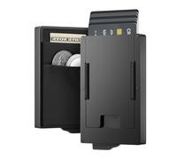 Slimwalt Mens Wallets RFID Blocking, Pop Up Credit Card Holder 10-20 Cards, Minimalist Slim Wallet with Cash Coin Pocket, Metal Durable Expandable Backplate Smart Wallet for Men, Mens Gift, Black