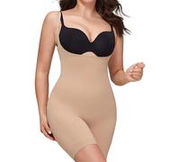 Slimwears Ultra Shape Open-Bust Bodysuit, 78% Nylon 22% Spandex (Light Beige, S/M)