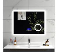 Sline 1000X600mm Bluetooth Led Bathroom Mirror With 3-Colour Modes Demister Pad Magnifying Glass Digital Display Panel