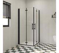 SLINE 1100X760X1850mm Frameless Black Pivot Bifold Hinge Shower Enclosure