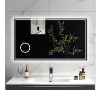 Sline 1200X700mm Bathroom Led Mirror With Bluetooth And Digital Clock,dimmable 3 Colors,anti-Fog Led Mirror,3X Magnification