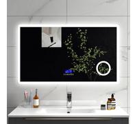 Sline 1200X700mm Bluetooth Led Bathroom Mirror With 3-Colour Modes Demister Pad Magnifying Glass Digital Display Panel