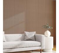Sline 2PCS Acoustic Slat Wall Panels MDF Wood with Felt Backing - Decorative Sound Absorbing Wall Cladding Home Interiors & Studios 120x60cm Dark oak