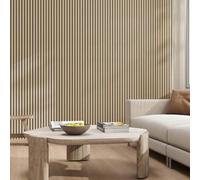Sline 3PCS Acoustic Slat Wall Panels MDF Wood with Felt Backing - Decorative Sound Absorbing Wall Cladding Home Interiors & Studios 240x60cm Light oak