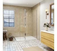 SLINE 800X1900mm Wet Room Shower Enclosure Screen 300mm Flipper Glass Panel With 1200X760mm Shower Tray