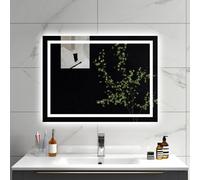 Sline 800X600mm Rectangular Bathroom Led Mirror With Dimmable 3 Color Anti-Fog Touch Control And Memory Functions