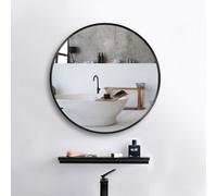 Sline 80Cm Round Mirror With Black Aluminium Frame Suitable For Home Decor,bathroom And Dressing Table