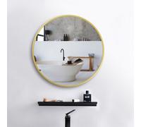 Sline 80Cm Round Mirror With Gold Aluminium Frame Suitable For Home Decor,bathroom And Dressing Table