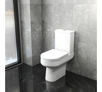SLINE Bathroom Rimless Close Coupled Toilet Round Pan with Soft Close Seat | high gloss ceramic,quick release seat,white glossy ceramic glaze,dual flush cistern,floor-mounted