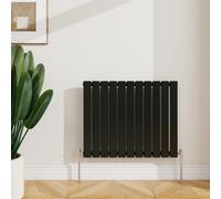 Sline Radiator Horizontal Single Panel Flat Black Designer Radiator 600X748mm