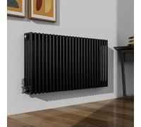 SLINE SANITARY 600x1190mm Cast Iron Style Traditional 4 Column Horizontal Black Central Heating Radiator