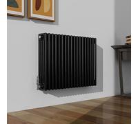 SLINE SANITARY 600x830mm Cast Iron Style Traditional 4 Column Horizontal Black Central Heating Radiator