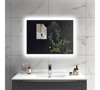 SLINE SANITARY Bathroom Mirror with LED Lights 60x50cm,Edge Frosted Design,With Demister Pad,Dimmable white Light,Touch Control & Memory Function,IP44 Rated,Power Supply Operated