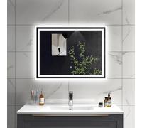 SLINE SANITARY Bathroom Mirror with LED Lights 60x50cm,Wall Mounted Vanity Mirror with Demister Pad,Dimmable 3 Colour Lights,Touch Control & Memory Function,IP44 Rated,Horizontal/Vertical