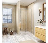 SLINE SANITARY Bathroom Walk in Frame Bi Fold Shower Enclosure Shower Door Screen Safety Glass 900mm