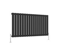 SLINE SANITARY Black Flat Panel Designer Radiator 600x1156mm Horizontal Single Column Wall Mounted Central Heating Radiator for Bathroom & Living Room