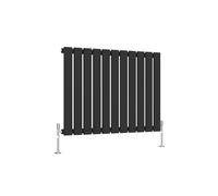 SLINE SANITARY Black Flat Panel Designer Radiator 600x748mm Horizontal Single Column Wall Mounted Central Heating Radiator for Bathroom & Living Room