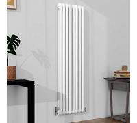 SLINE SANITARY Curved Vertica Double Column Oval Radiator 1800x504mm - White