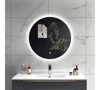 SLINE SANITARY Round Bathroom Mirror with LED Lights 60cm,Wall Mounted Vanity Mirror with Demister Pad,Dimmable white Lights,Touch Control & Memory Function,IP44 Rated,Type A
