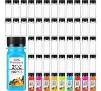 Sliner 150 Pcs 2oz Clear Plastic Bottles Mini Juice Bottle with Screw Lid Small Empty Reusable Liquid Vial Freezer Beverage Container Leak Proof for Juice Milk Water