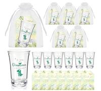 Sliner 24 Sets Baby Shower Shot Glass Gift Bulk for Guests Include 1.4oz a Little Dinosaur Is on the Way Acrylic Shot Glasses and Card Organza Bag for Gender Reveal Party Supplies