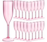 Sliner 30 Pack Acrylic Champagne Flute Bulk - 5 oz Shatterproof Plastic Champagne Glasses Reusable Long Stemmed Toasting Cups for Wedding Bachelorette Bridal Shower(Classic,Clear Pink)