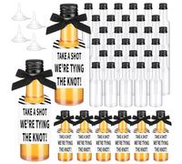 Sliner 36 Pack Take a Shot We're Tying the Knot Shot Glasses Bridal Shower Decor with 1.7 oz Reusable Mini Bottles We're Tying the Knot Tags Bows for Wedding Bridal Shower Engagement Party