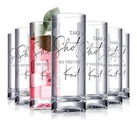 Sliner 48 Pack Wedding Tall Shot Glasses Set, 2oz Acrylic Take a Shot We Tied the Knot Shot Glasses with Heavy Base, Liquor Bottles Bulk for Whiskey Tequila Vodka Newlyweds Anniversary Bridal Shower