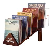 Sliner 5-tier now Playing Vinyl Record Stand for 70 Lps, Wooden Vinyl Record Storage with Acrylic Dividers, Holder Gift for Albums Magazine Rack Magazine Organizer Display