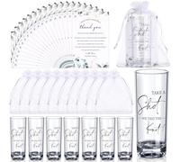 Sliner 50 Set Wedding Favors for Guests Bulk 2oz Acrylic Take a Shot We Tied the Knot Shot Glasses with Thank You Cards Organza Bags for Guest Souvenirs Wedding Gifts Newlyweds Bridal Shower Party