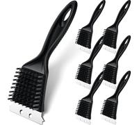 Sliner 6 Pcs 8 Inch Grill Brush with Scrap Black Scrubbing Stainless Steel Wire Grill Cleaner Brush BBQ Accessories for Indoor Outdoor Grate Remove Grease Burnt Food