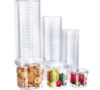 Sliner 60 Sets Square Deli Containers with Lids Clear Food Storage Containers Plastic Freezer Microwaveable Safe Deli Cups Leak Proof Airtight Meat for Restaurant(64oz, 32oz, 16oz)