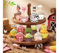 Sliner 72 Pcs Farm Animal Cupcake Toppers and Wrappers Farm Theme Party Decorations Birthday Barnyard Party Decoration Baby Shower Tractor Theme Supplies