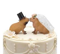 Sliner Capybara Cake Topper Couple Wedding Cake Toppers Decor Funny Bride and Groom Animal Theme Wedding Decor Novios Para Pastel for Engagement Bridal Showers Funny Couple Statue Anniversary