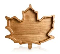 Sliner Fall Maple Leaf Wooden Serving Dish Platter Thanksgiving 15" L x 12" W Maple Leaf Charcuterie Board Snack Wood Cutting Board Sectional Dish Plate for Home Gifts(Walnut)