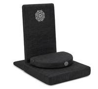 Sliner Folding Meditation Chair with Support Adjustable Floor Chair with 5-position Recline and Half Moon Buckwheat Cushion Portable Ergonomic Meditation Seat for Yoga, Floor Sitting, Living Room