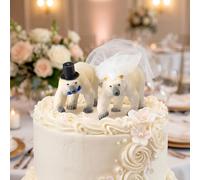 Sliner Polar Bear Cake Topper Couple Wedding Cake Toppers Decor Funny Bride and Groom Animal Theme Wedding Decor Novios Para Pastel for Engagement Bridal Showers Funny Couple Statue Anniversary