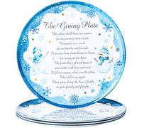 Sliner Set of 4 Christmas Giving Plates 10 x 10 Inch Snowman Plates with Snow Trim and Warm Words Holiday Decorative Plate for Sharing Love and Treats Xmas Gifts