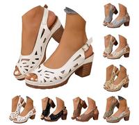 Sling Back Sandals Women Womens Slingback Block Heel Sandals Summer Low Chunky Platform Peep Open Toe Pump Sandal Non Slip Arch Support Wedge Orthopedic Slipper Bridal Party Wedding Beach Sliders