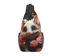 Sling Backpack Bag for Men Crossbody Bag Travel Hiking Chest Bag Daypack | Cartoon Opossum And Roses Sling Backpack Bag For Women Men Crossbody Bag Travel Hiking Chest Bag Casual Daypack