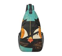 Sling Backpack Cross Chest Bag Mid-Century Modern Art Cat Sling Bag Crossbody Bags for Women Men Travel Daypack