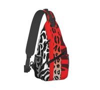 Sling Backpack Crossbody Sling Bag Red Leopard and Zebra Animal Chest Bag Daypack Fanny Pack Cross Body Bag for Outdoors Hiking