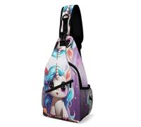 Sling Backpack Fashion Chest Bag Creative A Small Animal with Horns Printing Crossbody Backpacks for Men Women, style, 38x20cm, Full Printed Chest Bag