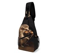 Sling Backpack Fashion Chest Bag Creative Animal Hedgehog Music Violin Printing Crossbody Backpacks for Men Women, style, 38x20cm, Full Printed Chest Bag